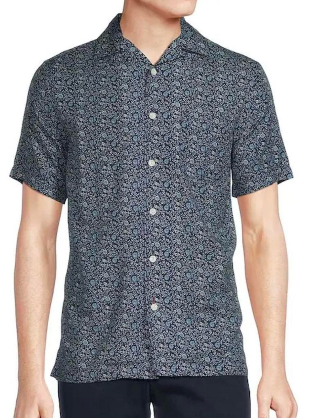 Cremieux Men's XL Blue Vine Floral Hawaiian Camp Shirt Short Sleeve Aloha